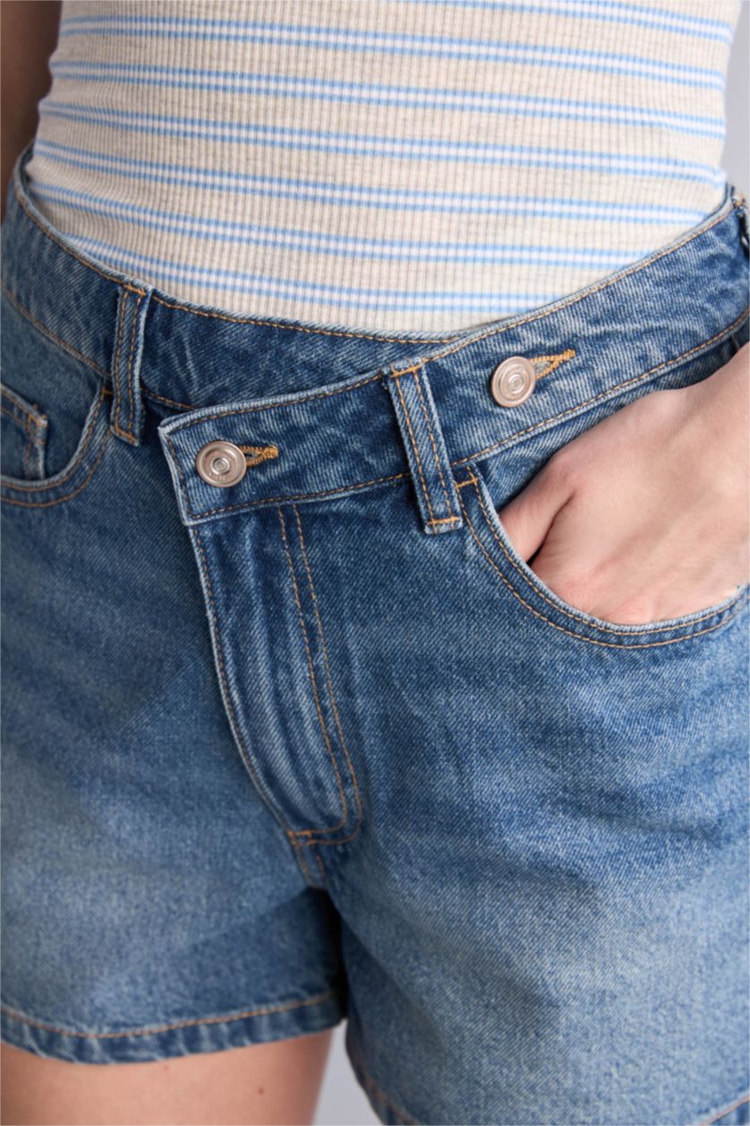 Женщины Темно-голубой Mom Fit Denim