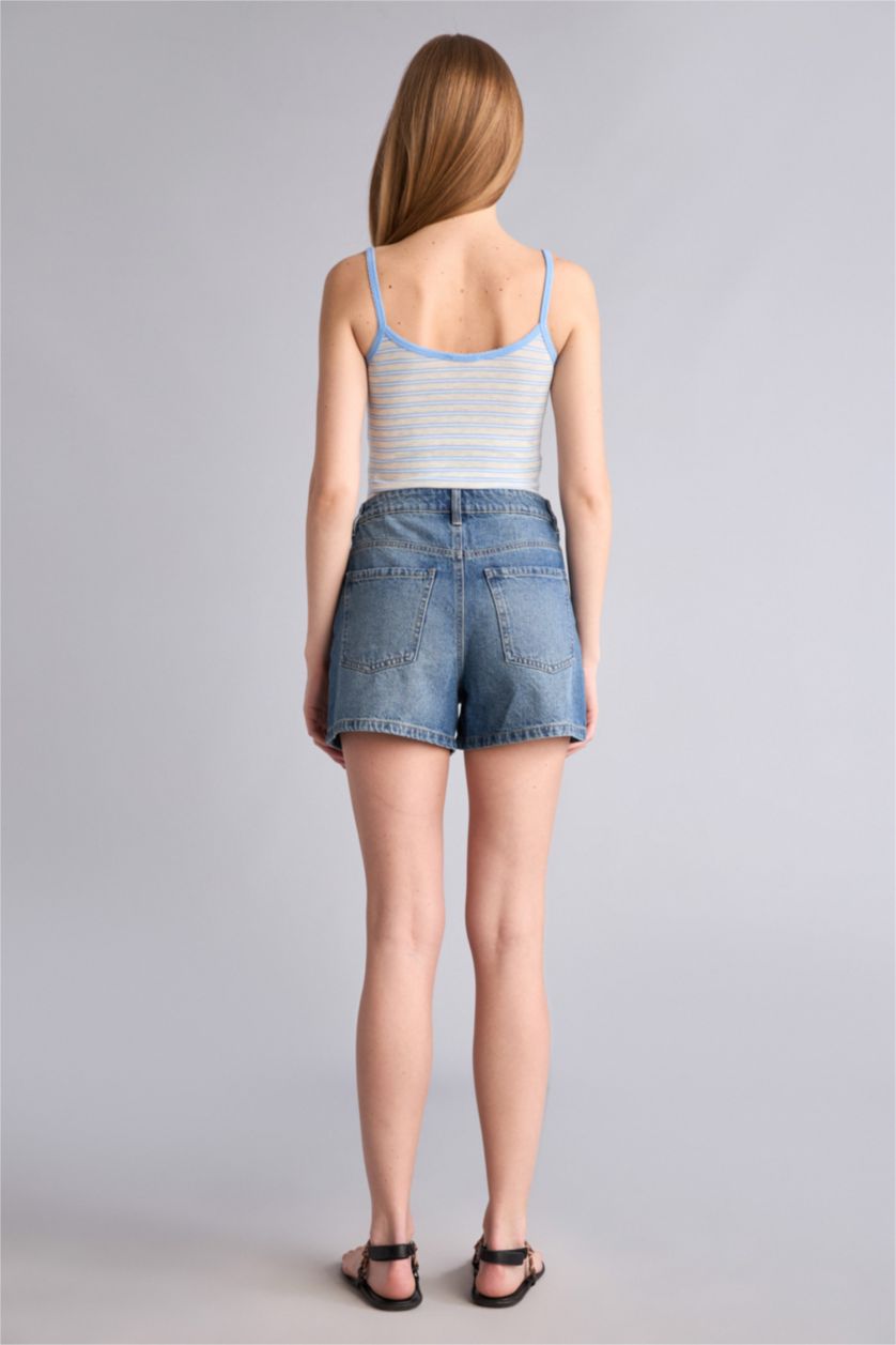 Женщины Темно-голубой Mom Fit Denim