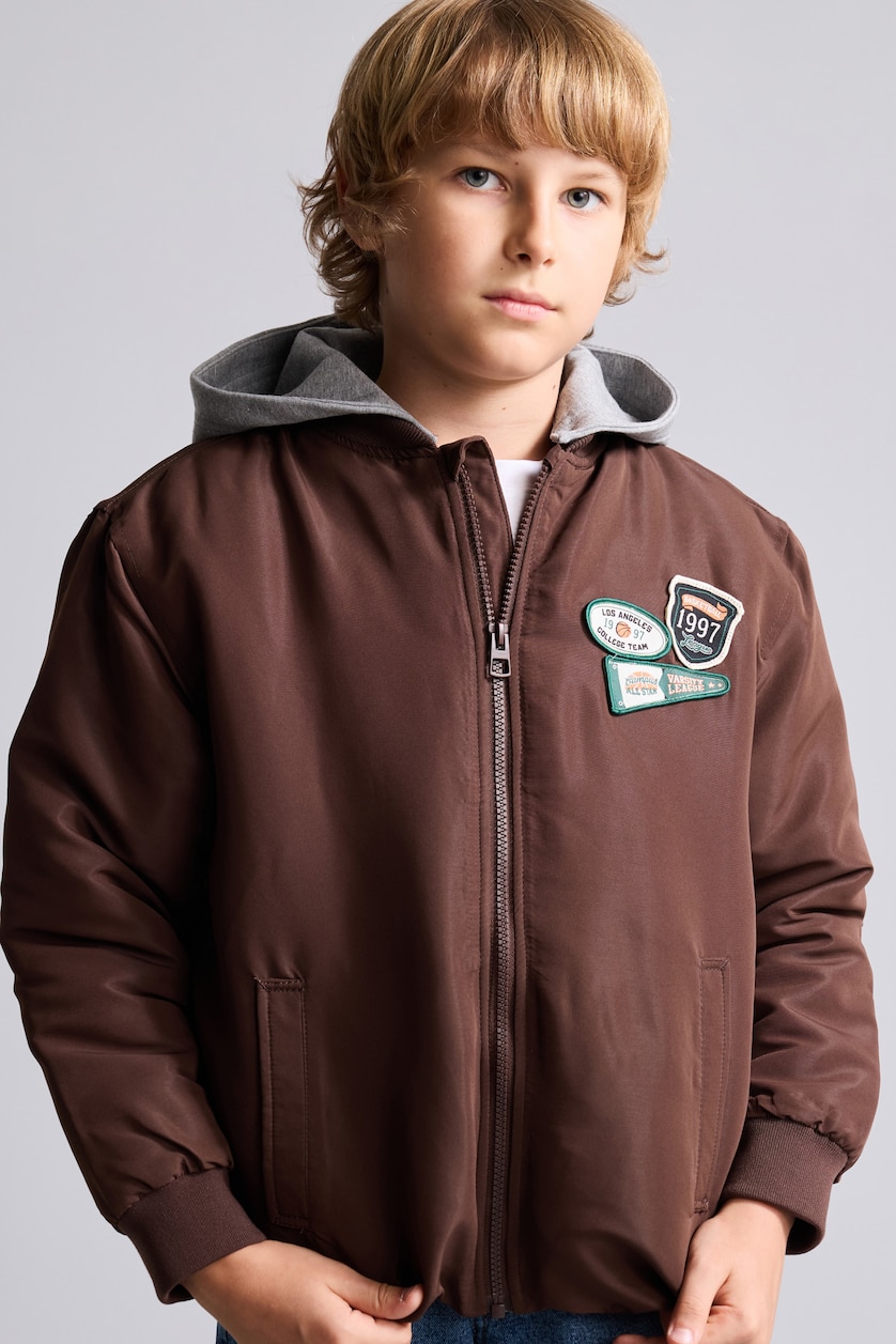 Young Boys - Teen Boys Brown Boy Hooded Taffeta Puffer Jacket