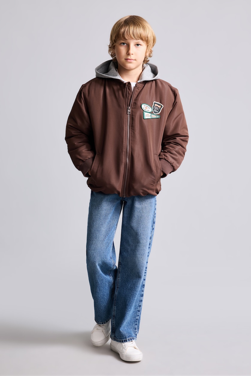 Young Boys - Teen Boys Brown Boy Hooded Taffeta Puffer Jacket