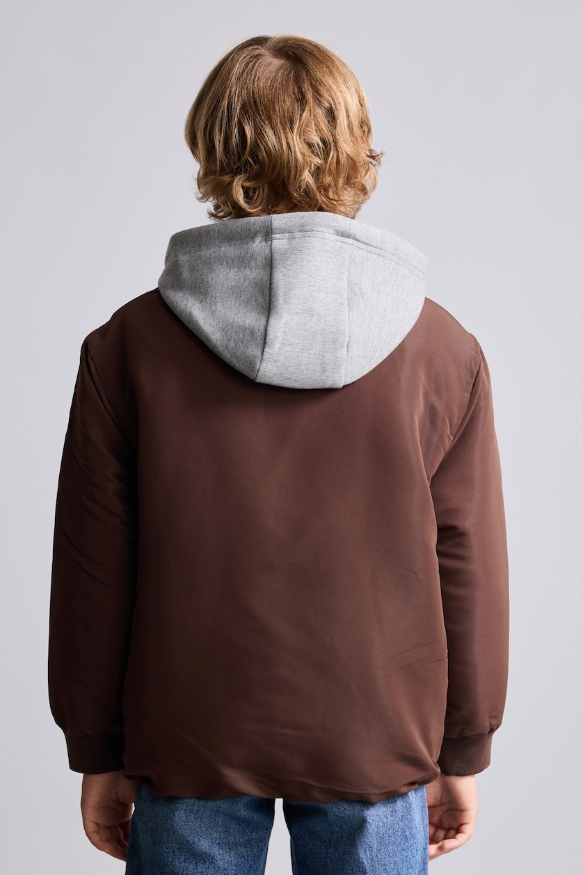 Young Boys - Teen Boys Brown Boy Hooded Taffeta Puffer Jacket