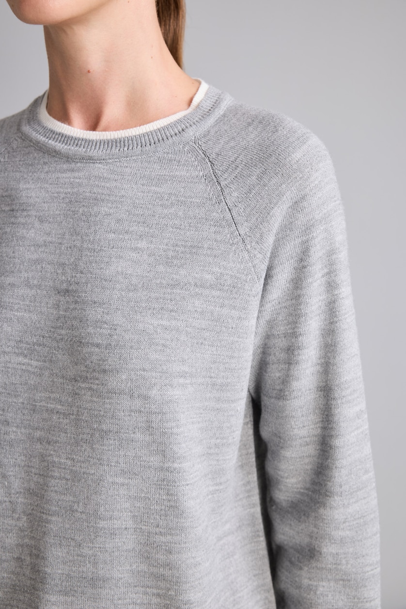WOMAN Grey Melange Regular Fit Crew Neck Pullover