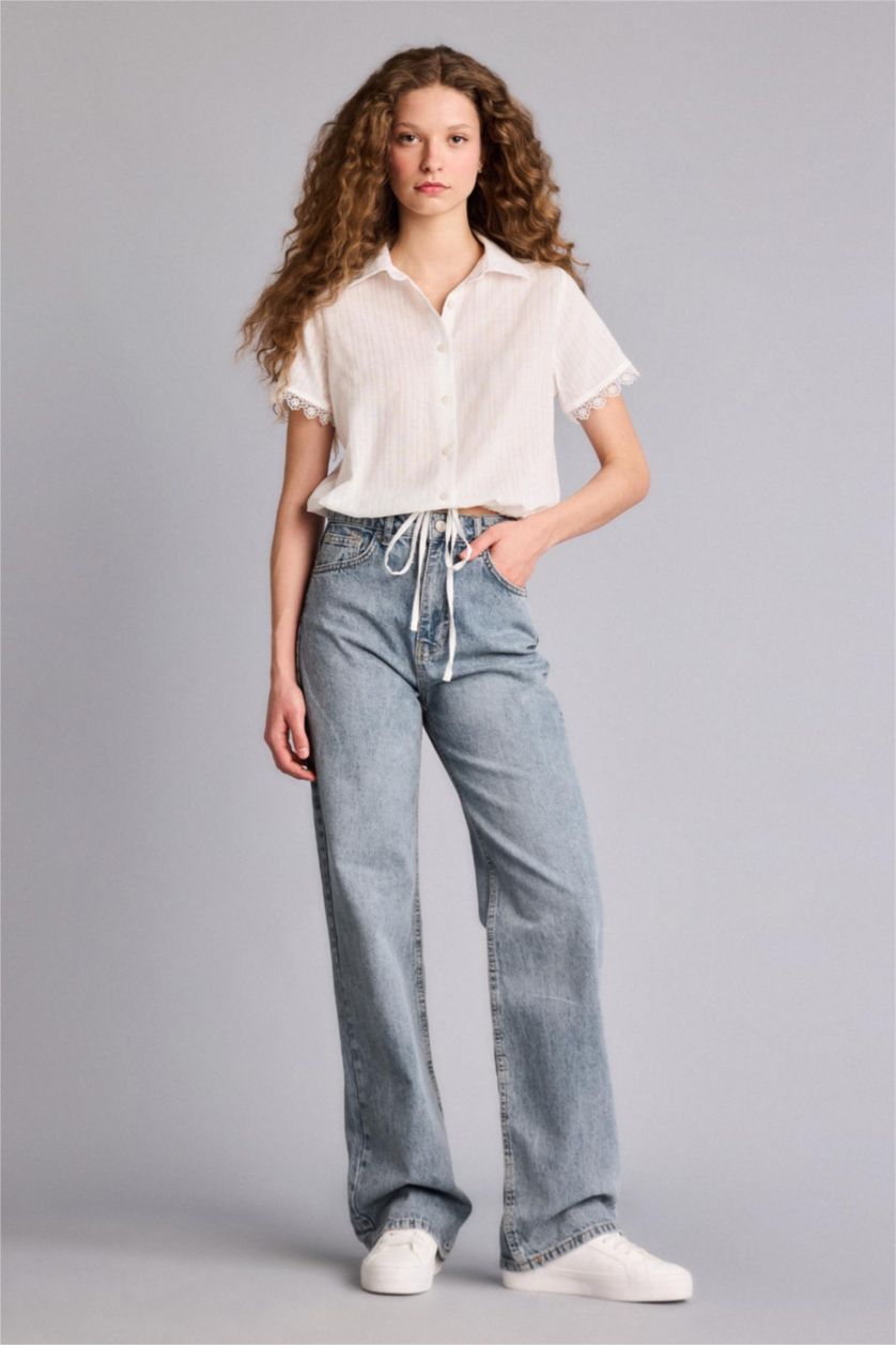 نساء اوف وايت قميص نص ردن قصة عادية بياخة بيبي