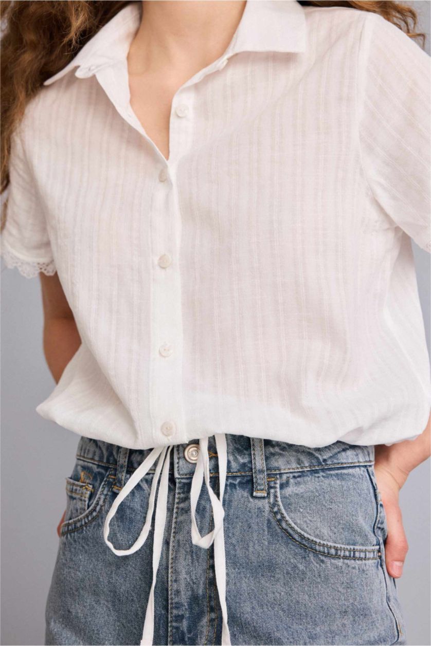 نساء اوف وايت قميص نص ردن قصة عادية بياخة بيبي