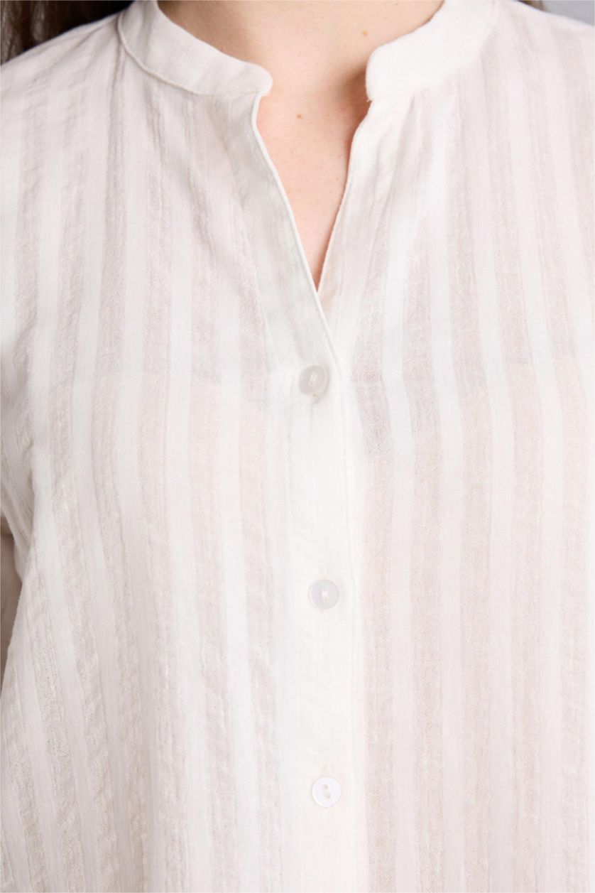 WOMAN Ecru Cotton Long Sleeve Shirt