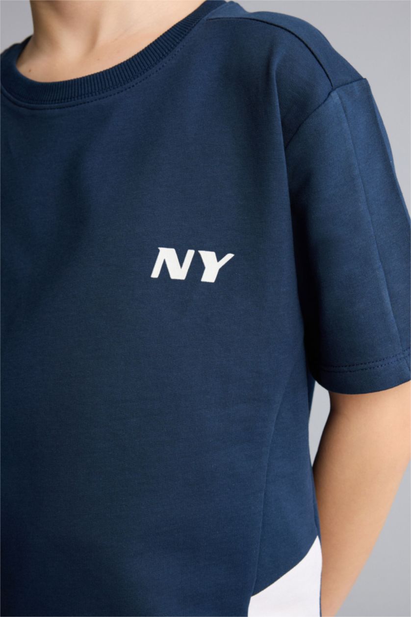 BOYS & TEENS NAVY Boy Sweatshirt Fabric 2 Piece Set