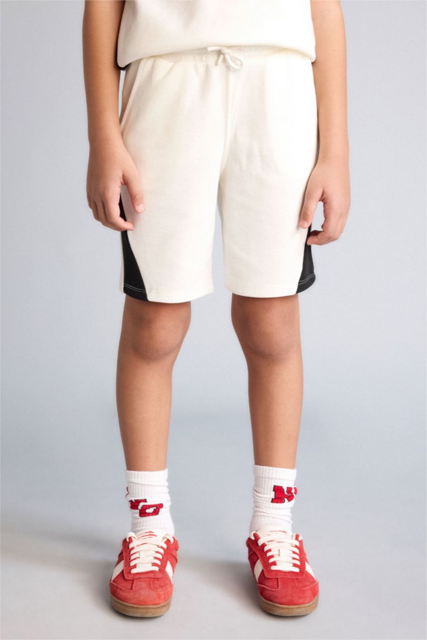 Erkek Çocuk - Genç Erkek Ekru Tişört Şort 2'li Takım Erkek Çocuk