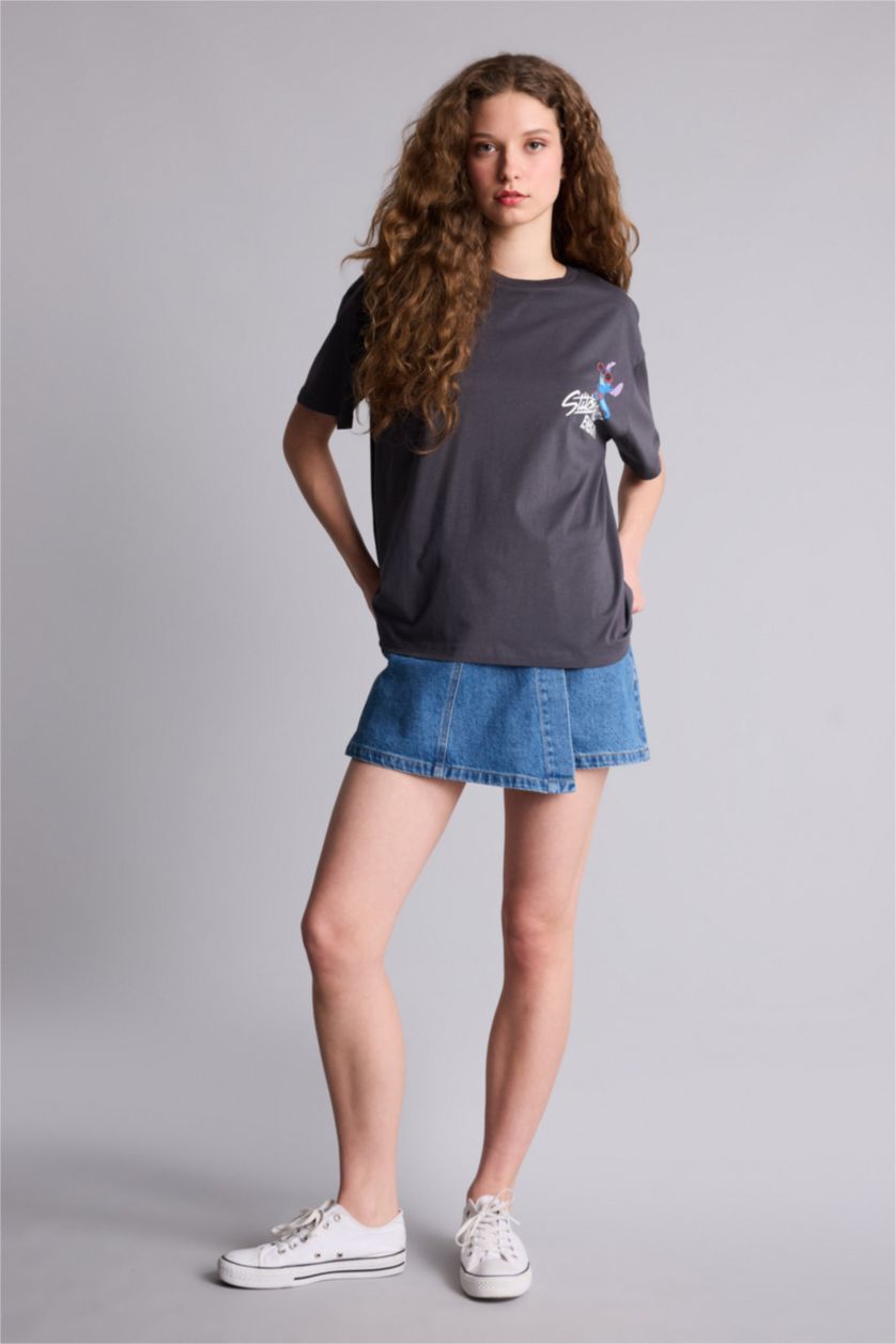 Woman Anthracite تيشيرت نص ردن اوفر سايز من ليلو وستيتش