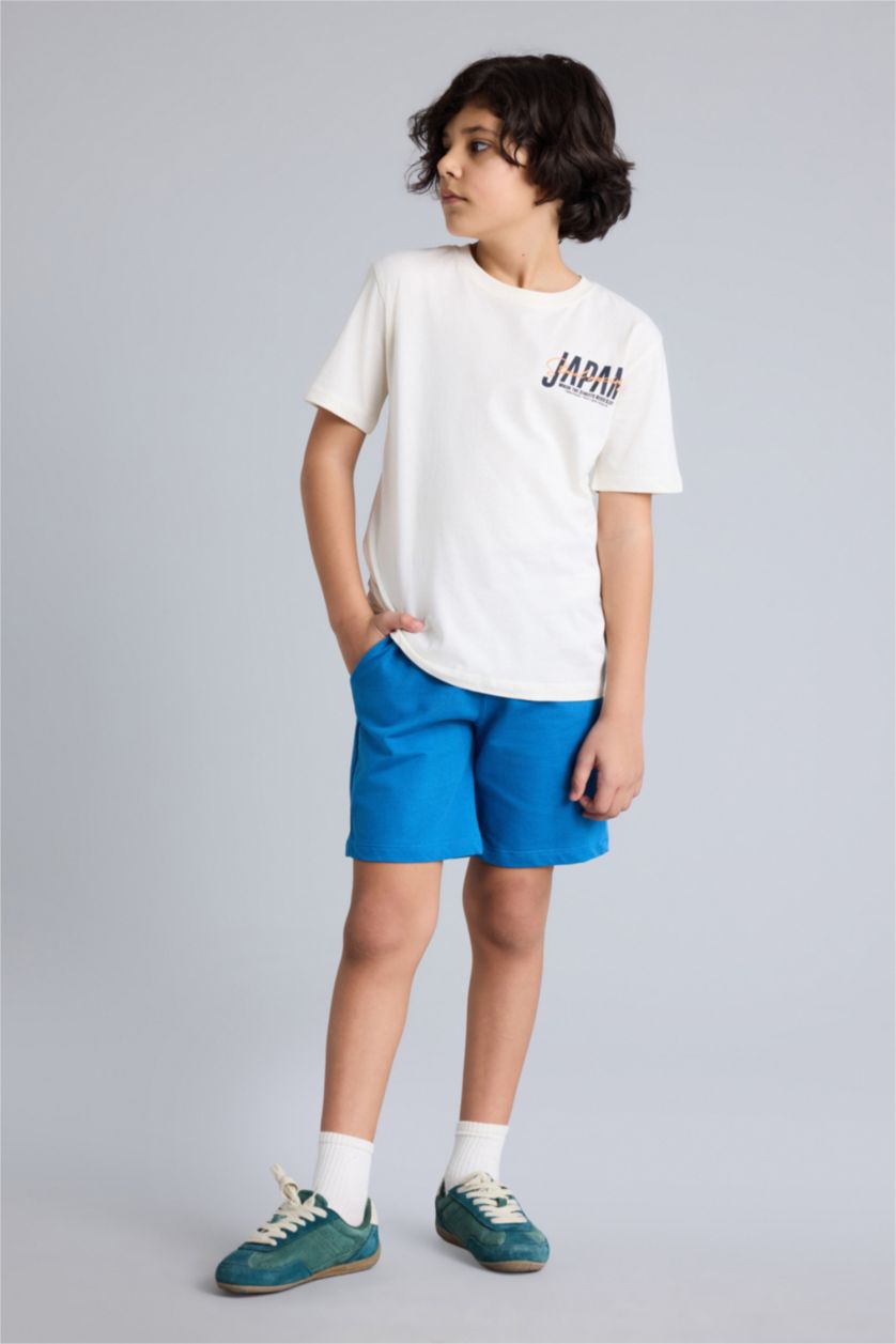 Erkek Çocuk - Genç Erkek Ekru Tişört Şort 2'li Takım Erkek Çocuk