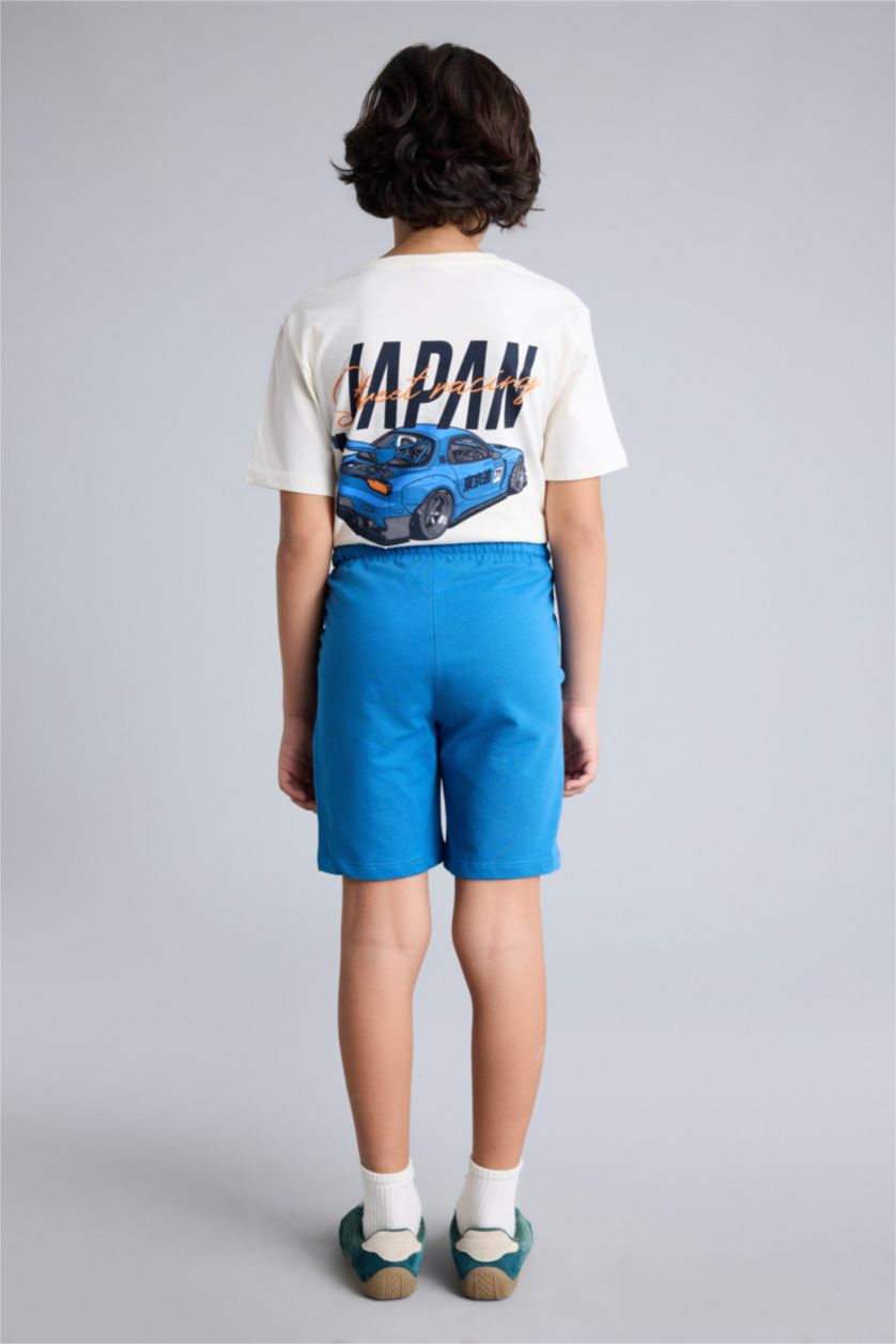 Erkek Çocuk - Genç Erkek Ekru Tişört Şort 2'li Takım Erkek Çocuk