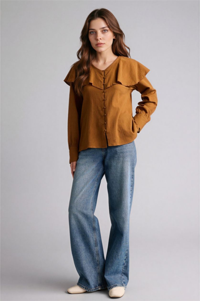 Kadın Tarçın Krinkıl Kumaş Tunik