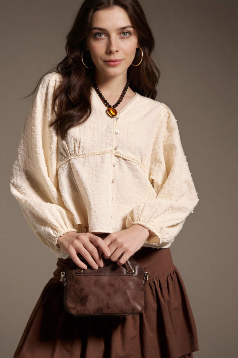 FEMME Écru Tunique en mousseline Coupe régulière