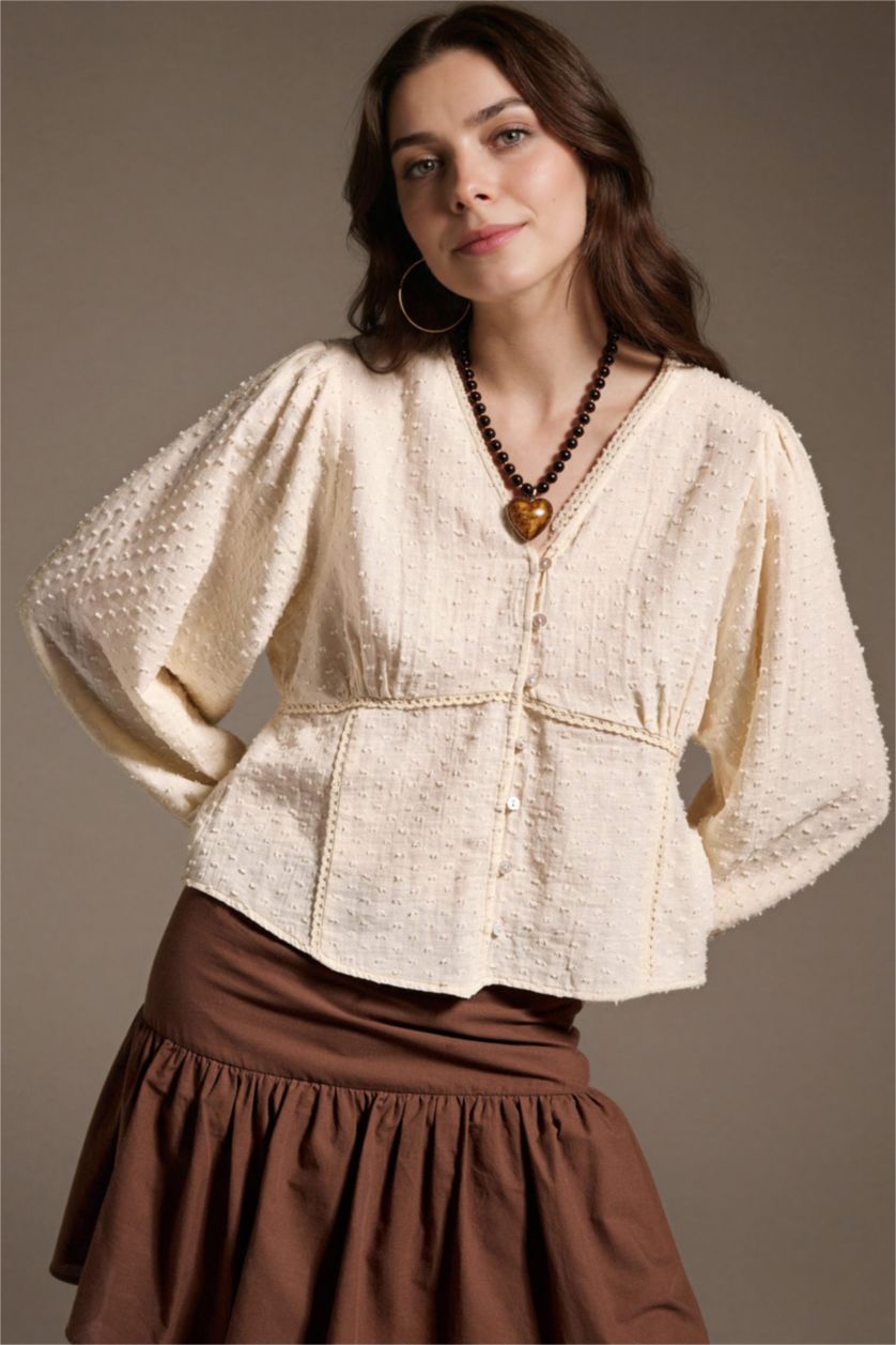 FEMME Écru Tunique en mousseline Coupe régulière