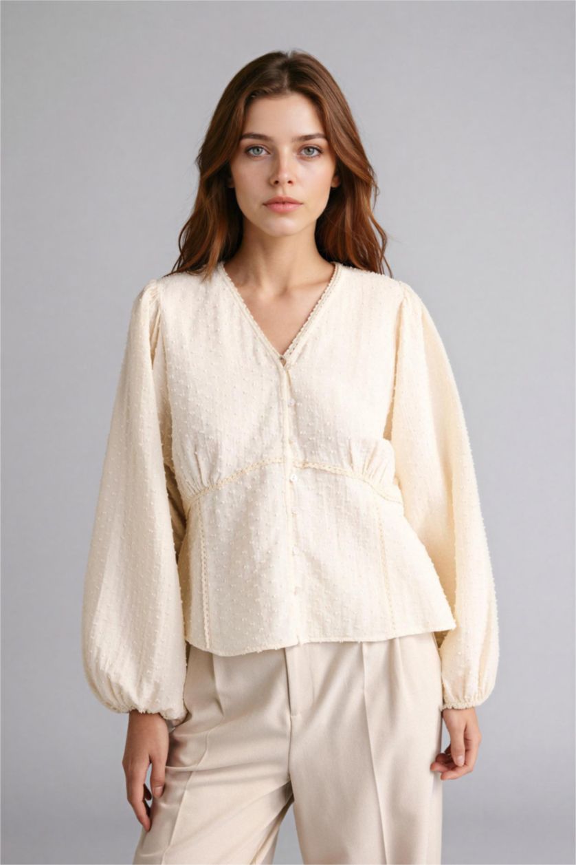 FEMME Écru Tunique en mousseline Coupe régulière