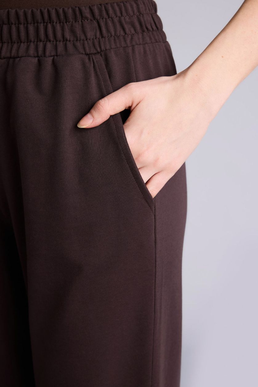 Woman Brown jogger Basic Thin Sweatshirt Fabric Trousers