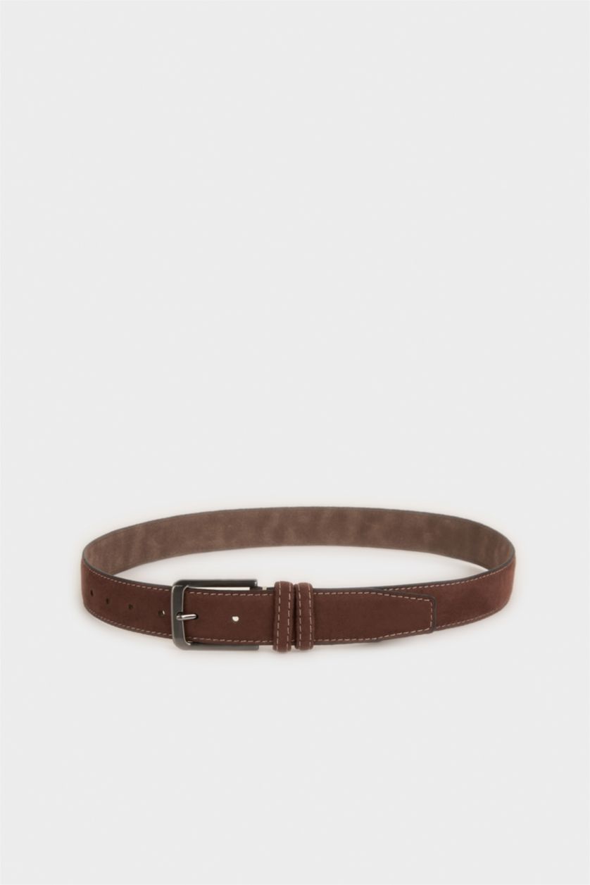 Erkek Kahve Erkek Dikdörtgen Toka Suni Deri Klasik Kemer