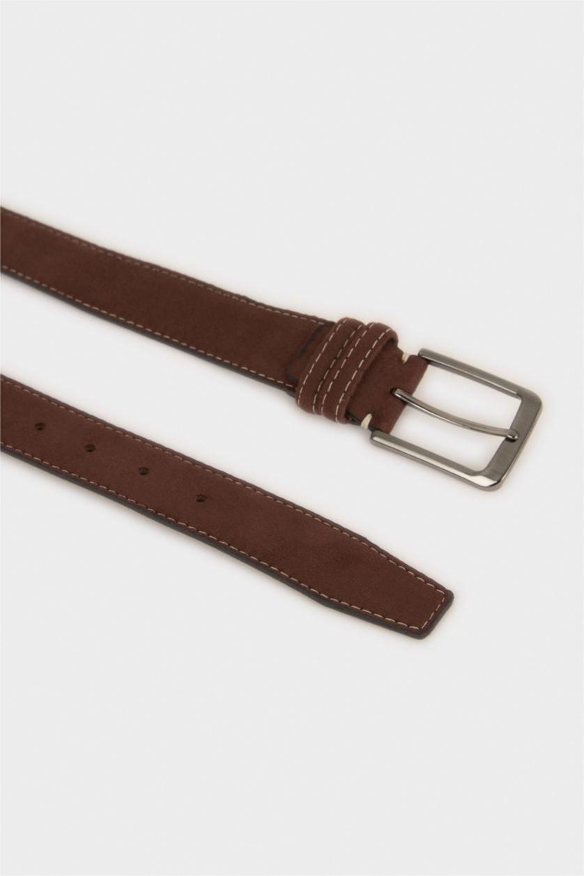 Erkek Kahve Erkek Dikdörtgen Toka Suni Deri Klasik Kemer