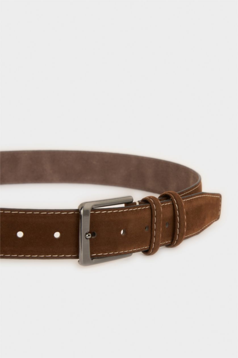 Erkek Taba Erkek Dikdörtgen Toka Suni Deri Klasik Kemer