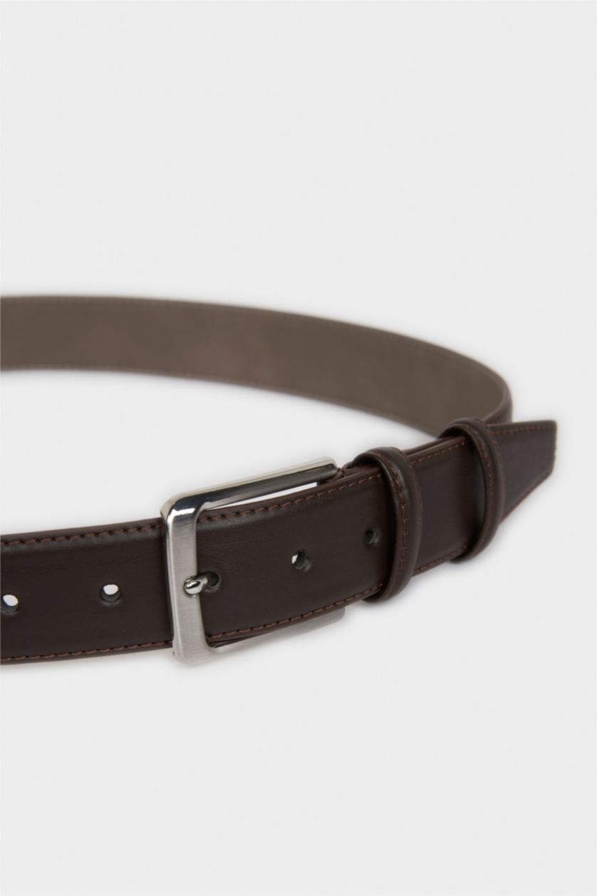 Erkek Kahve Erkek Dikdörtgen Toka Suni Deri Klasik Kemer