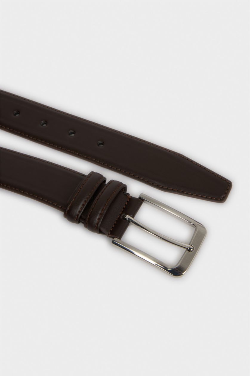 Erkek Kahve Erkek Dikdörtgen Toka Suni Deri Klasik Kemer