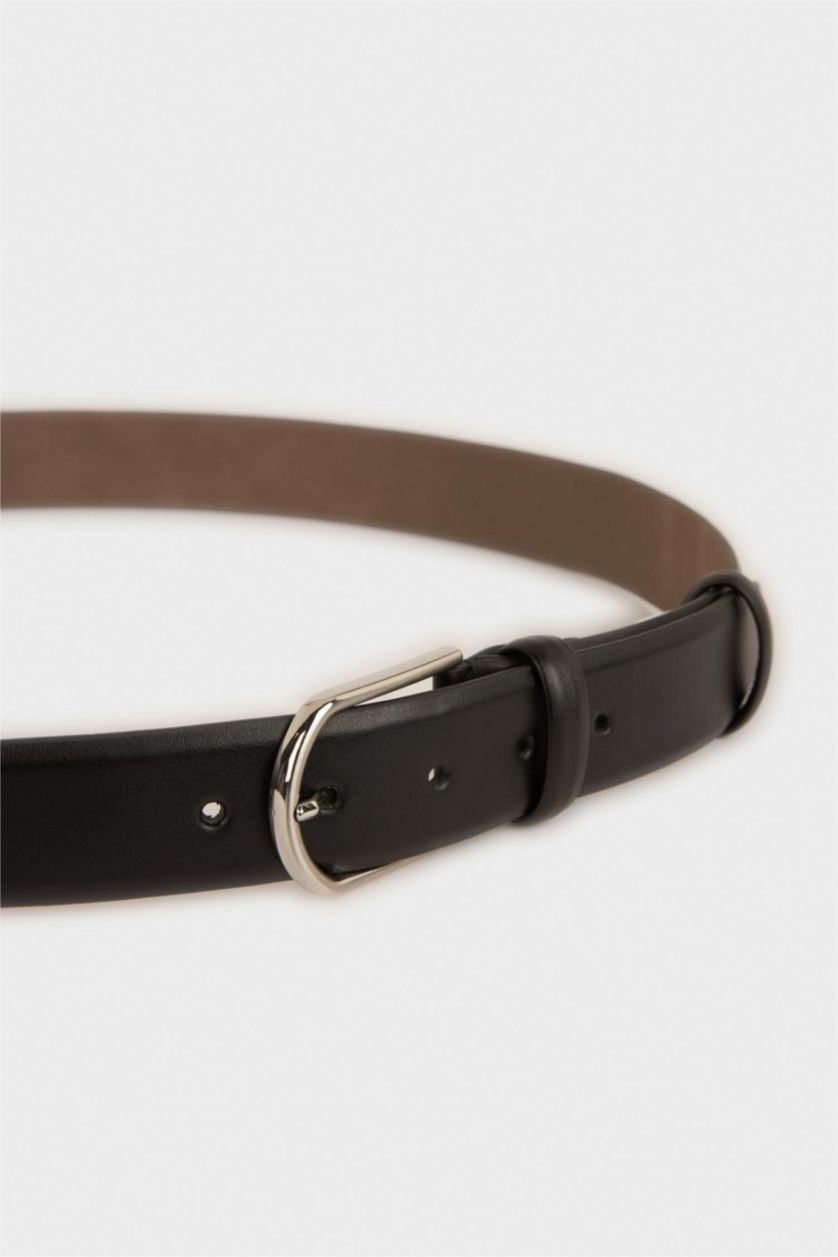 Erkek Siyah Erkek Dikdörtgen Toka Suni Deri Klasik Kemer