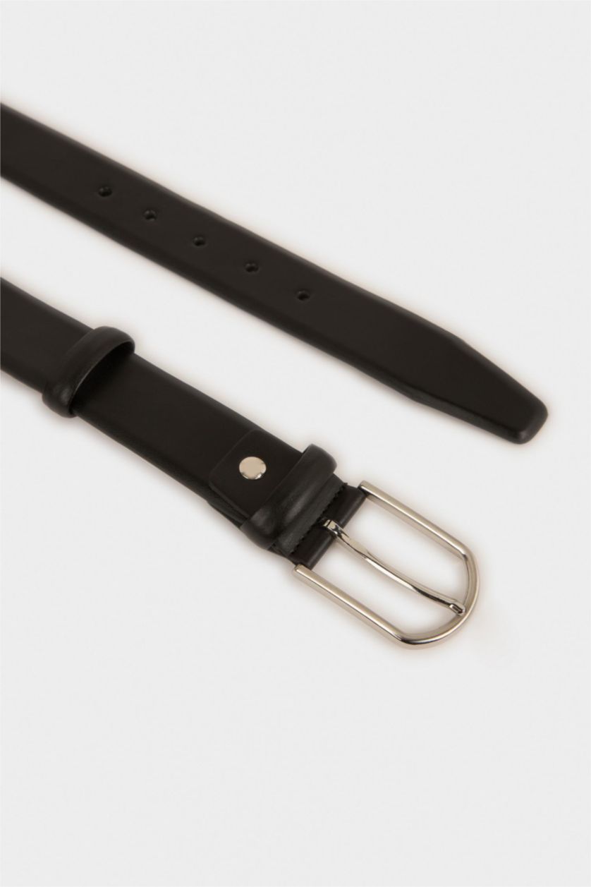 Erkek Siyah Erkek Dikdörtgen Toka Suni Deri Klasik Kemer