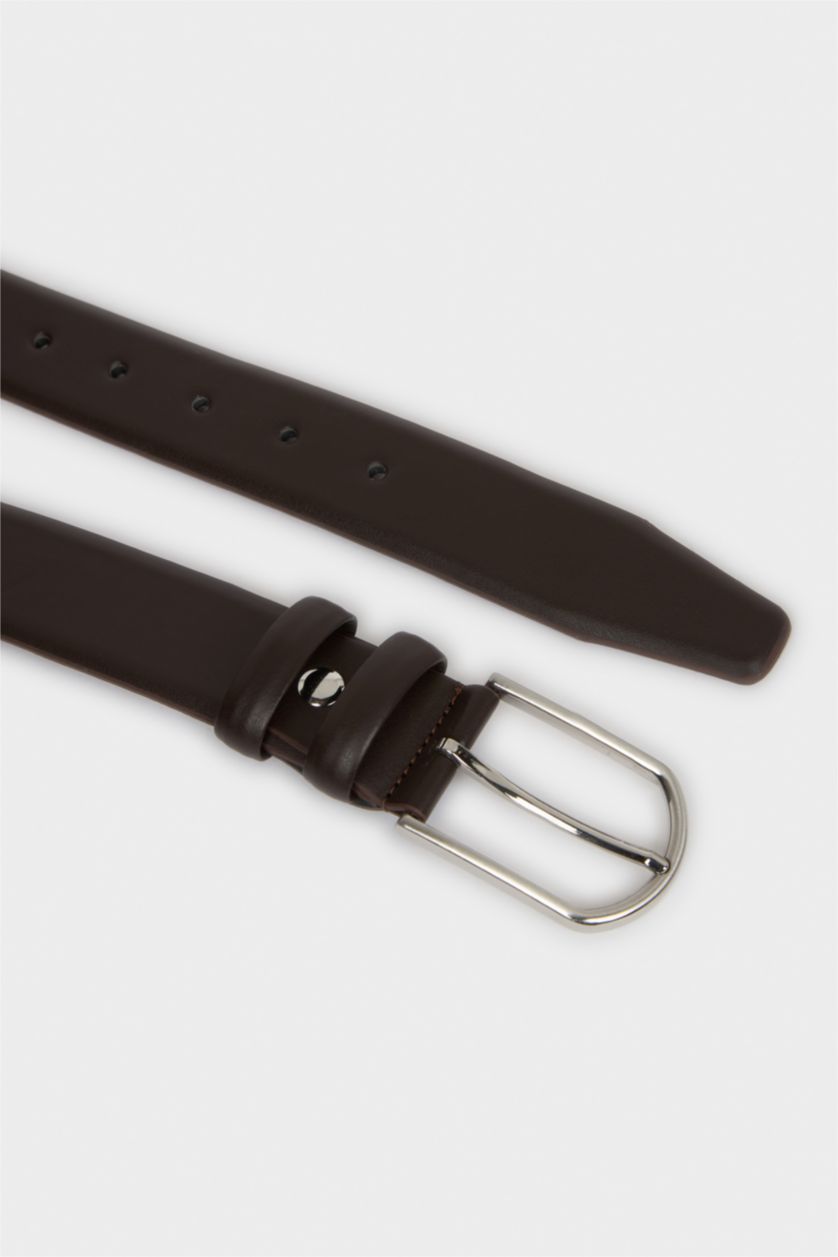 Erkek Kahve Erkek Dikdörtgen Toka Suni Deri Klasik Kemer