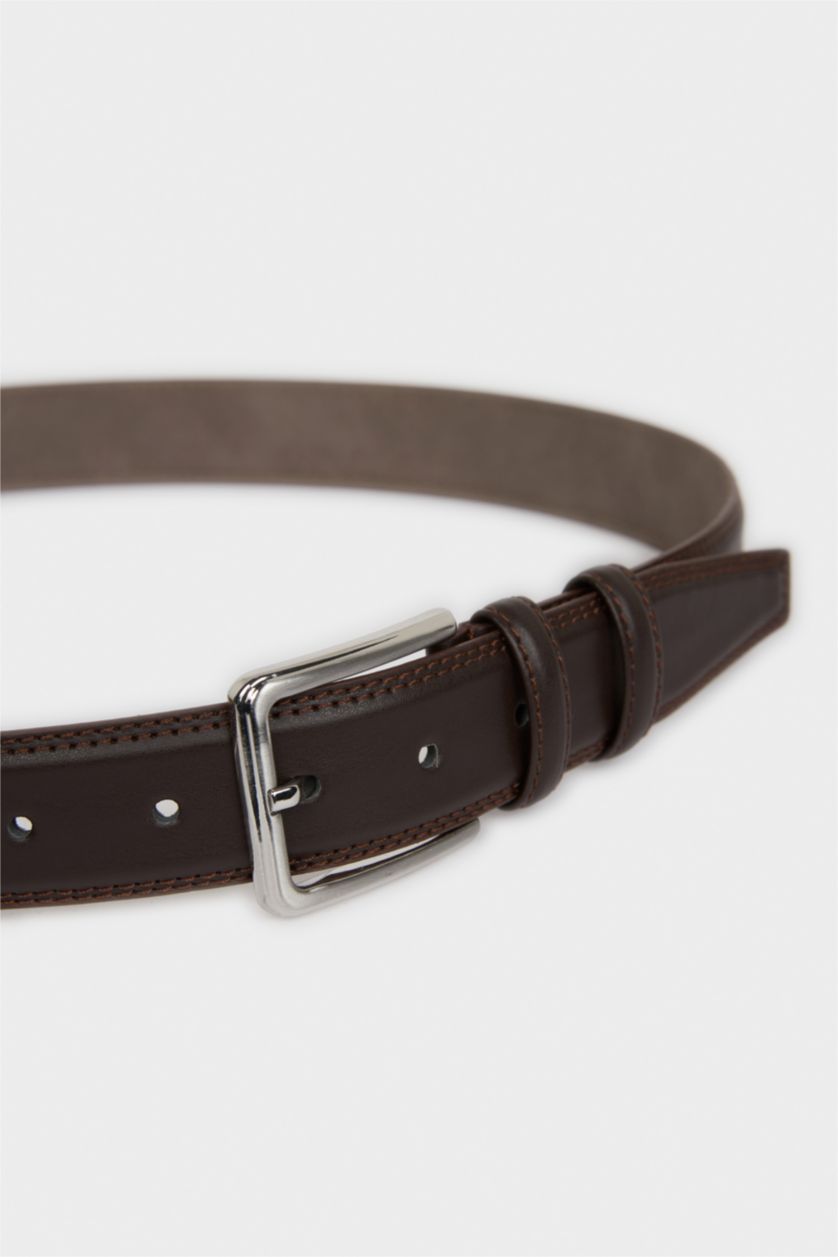 Erkek Kahve Erkek Dikdörtgen Toka Suni Deri Klasik Kemer