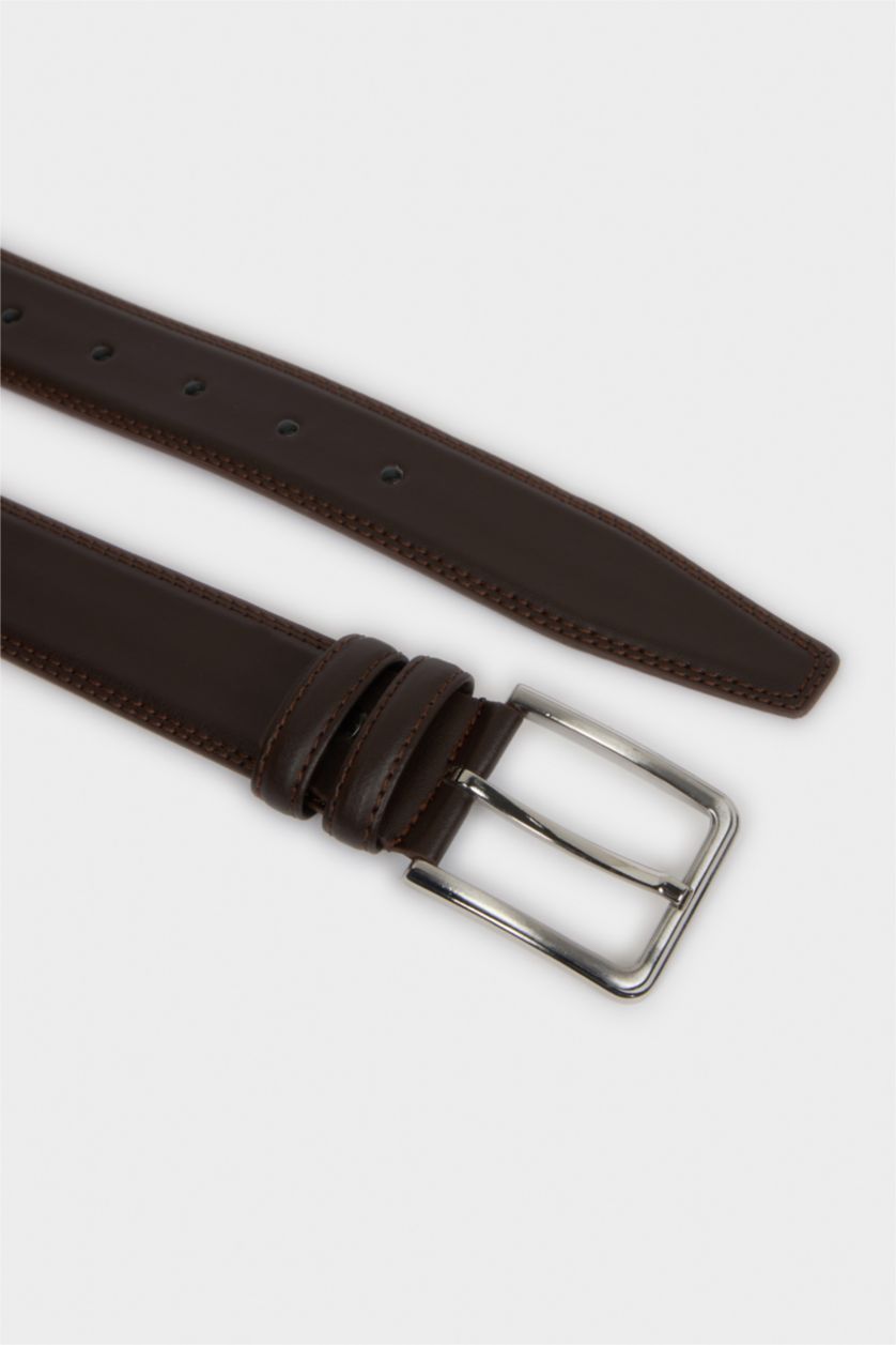 Erkek Kahve Erkek Dikdörtgen Toka Suni Deri Klasik Kemer