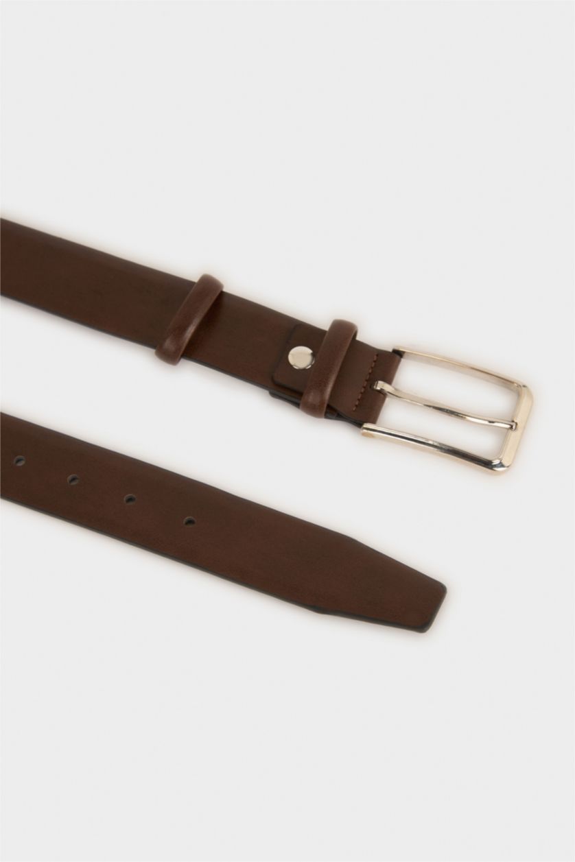 Erkek Kahve Erkek Dikdörtgen Toka Suni Deri Klasik Kemer