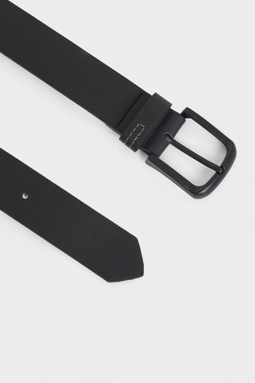 Erkek Siyah Erkek Dikdörtgen Toka Suni Deri Jean Kemeri