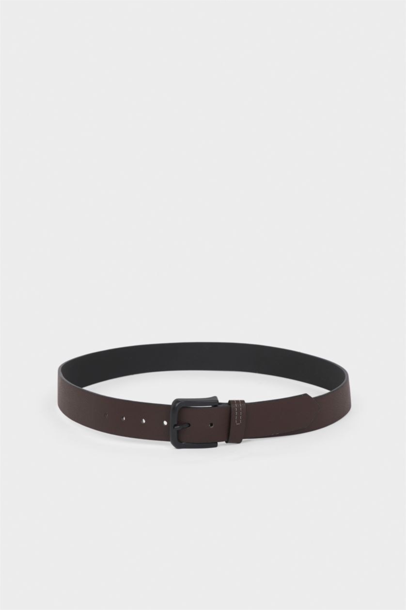 Erkek Kahve Erkek Dikdörtgen Toka Suni Deri Jean Kemeri