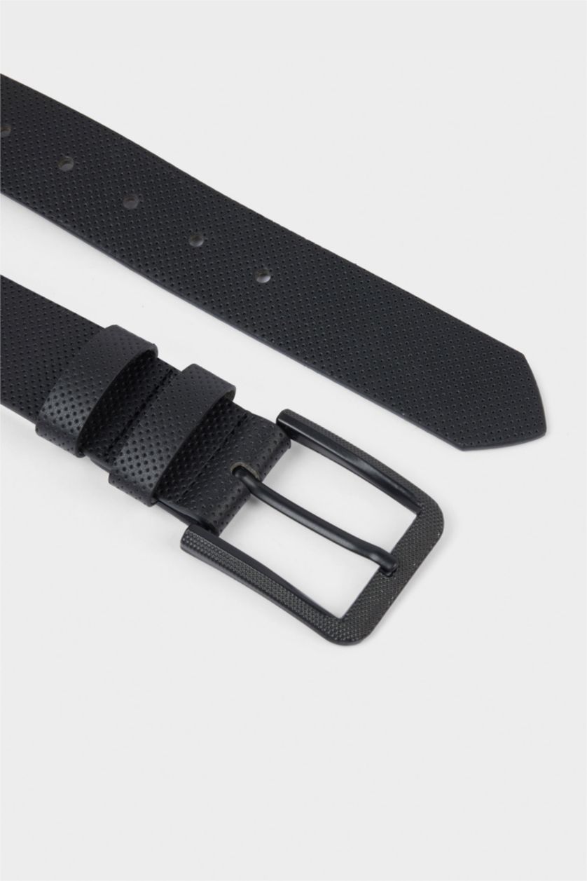 Erkek Siyah Erkek Dikdörtgen Toka Suni Deri Günlük Kemer