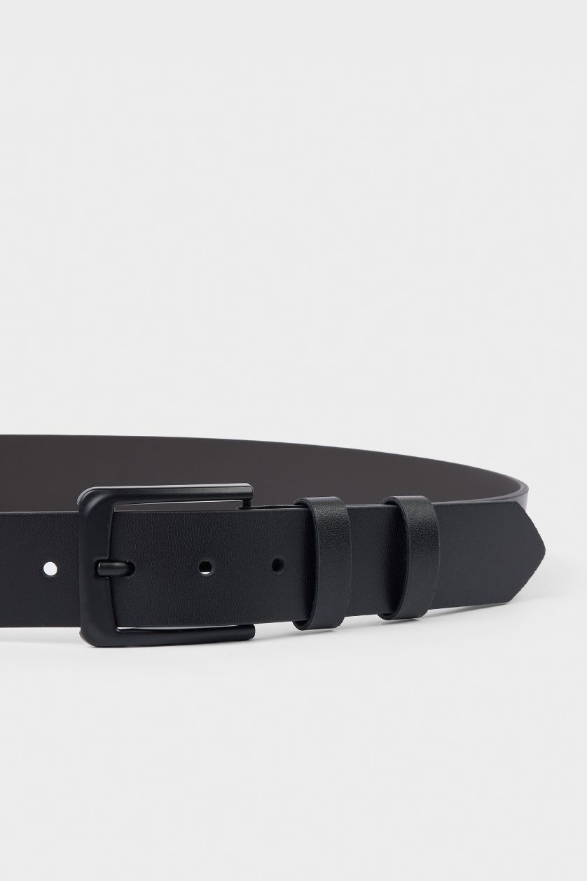 Erkek Siyah Erkek Dikdörtgen Toka Suni Deri Kemer