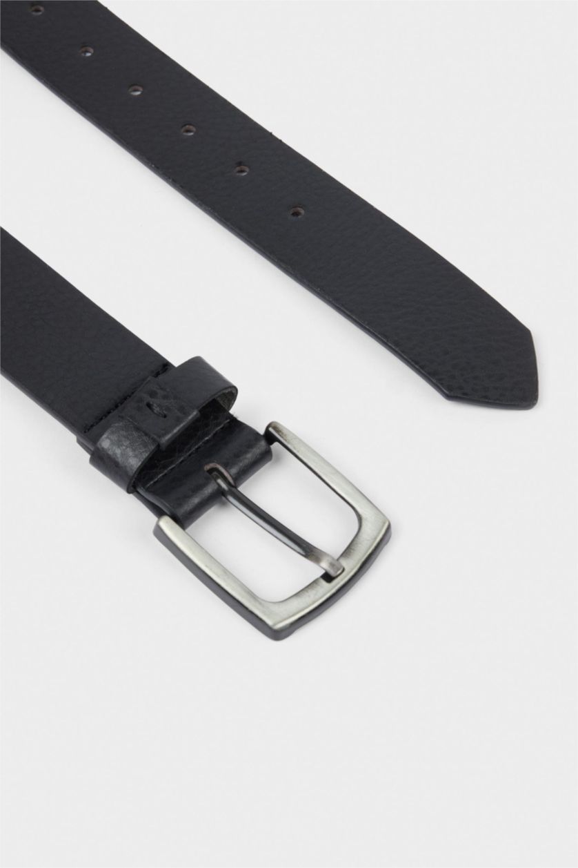 Erkek Siyah Erkek Dikdörtgen Toka Suni Deri Günlük Kemer