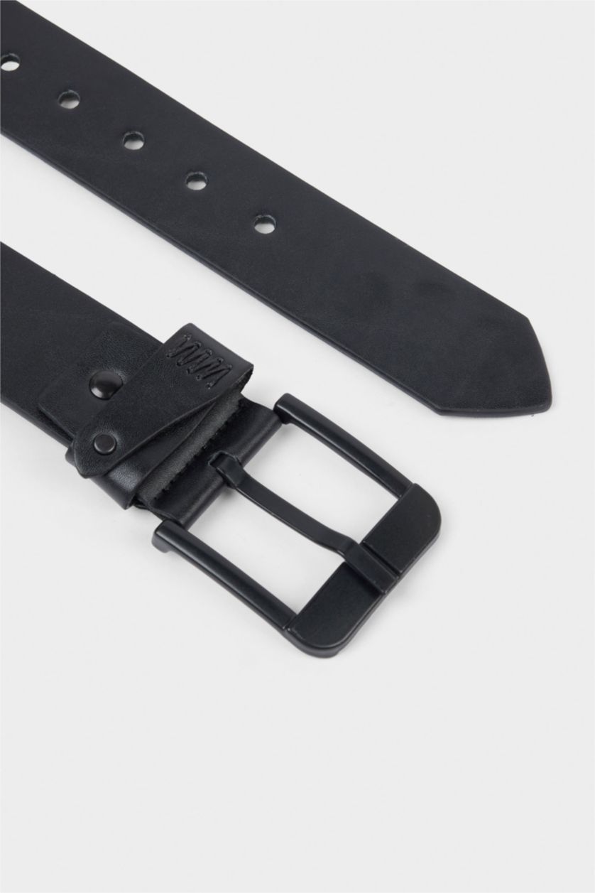 Erkek Siyah Erkek Dikdörtgen Toka Suni Deri Günlük Kemer