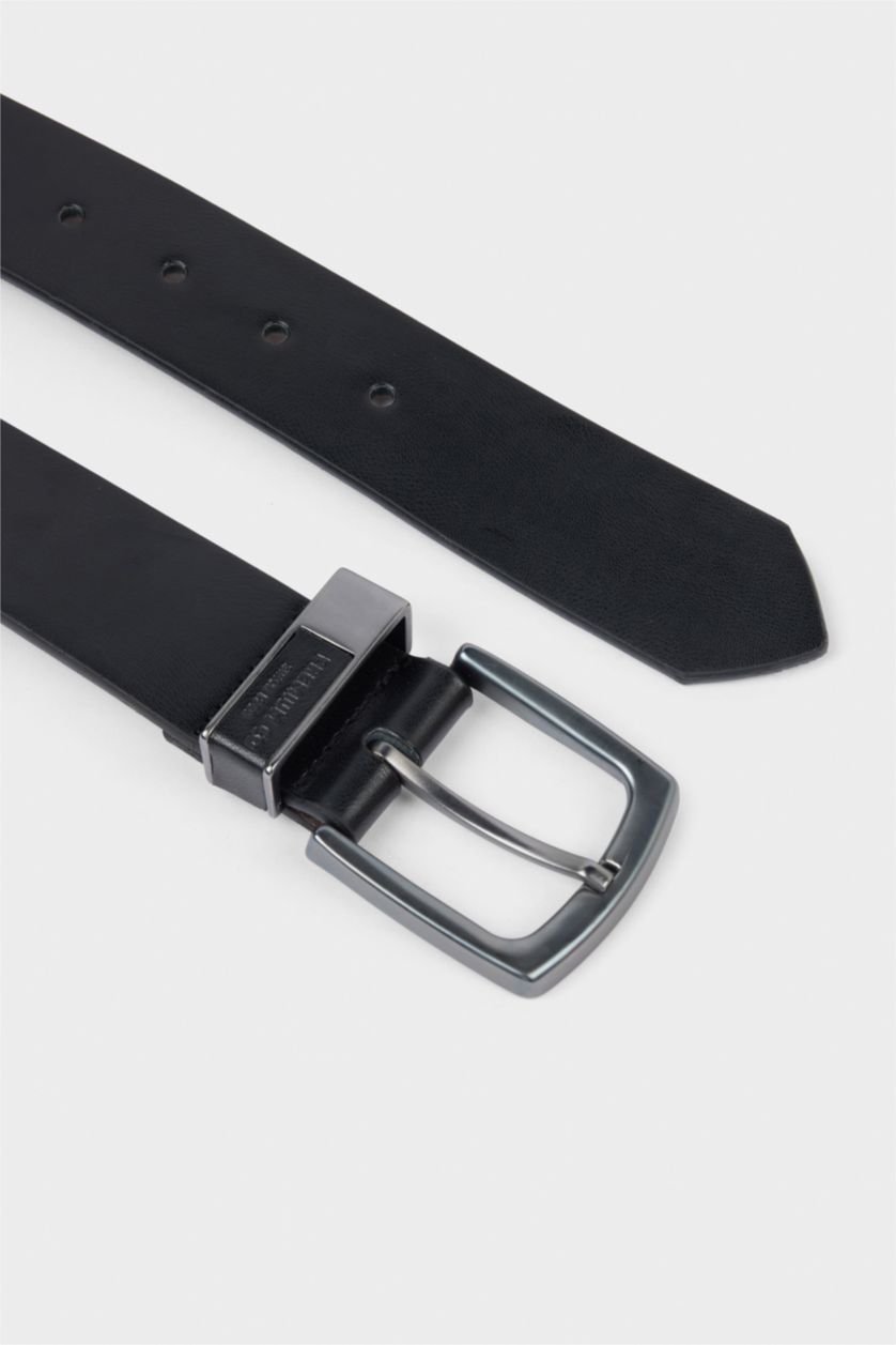 Erkek Siyah Erkek Dikdörtgen Toka Suni Deri Günlük Kemer