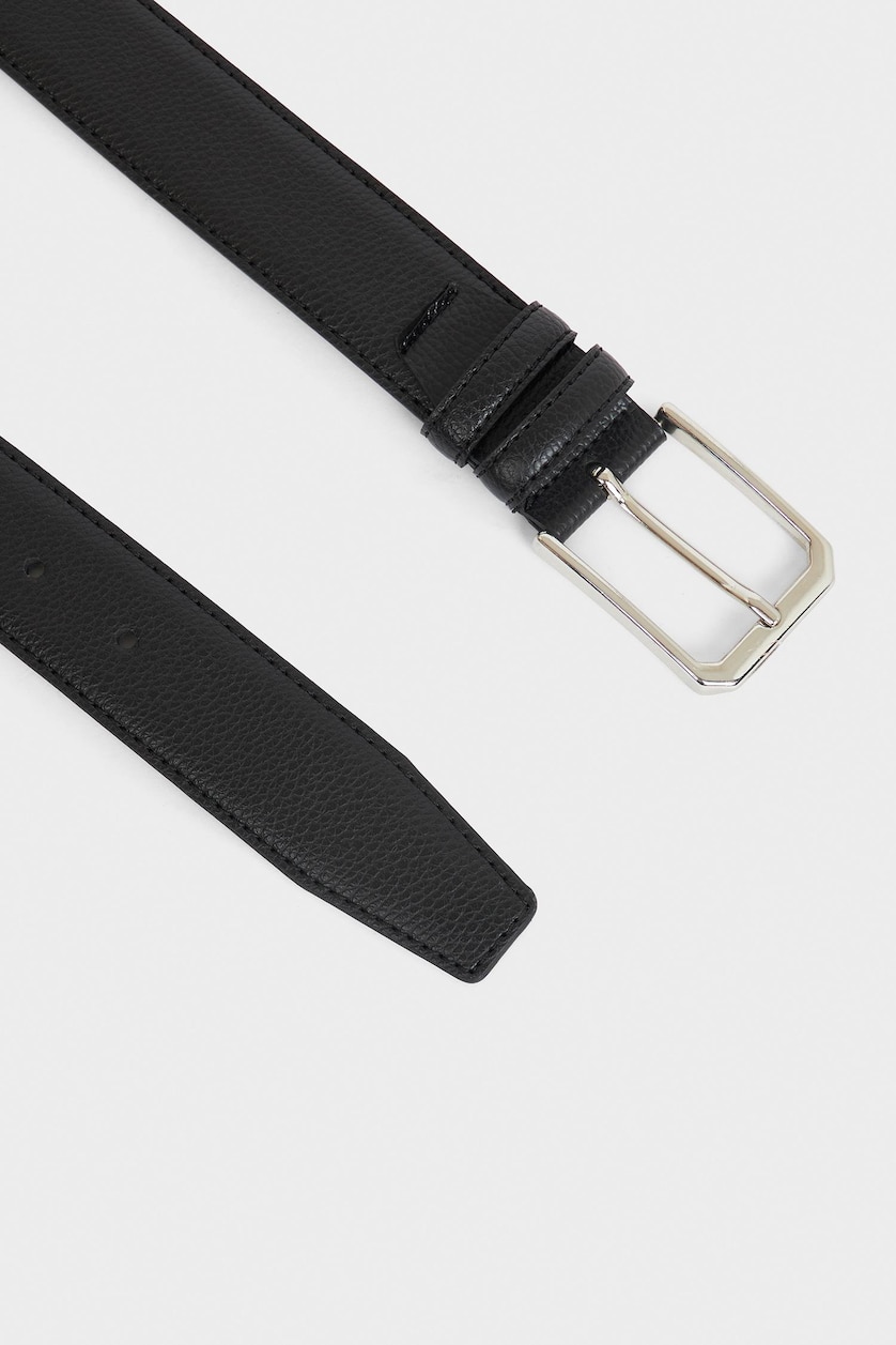 Men Black Man Rectangle Clasp Faux Leather Classic Belt