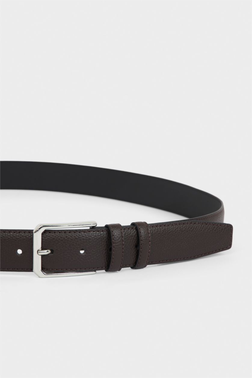 Erkek Kahve Erkek Dikdörtgen Toka Suni Deri Klasik Kemer