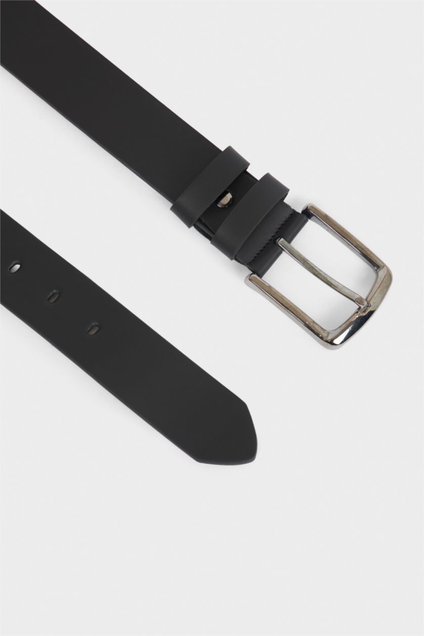 Erkek Siyah Erkek Dikdörtgen Toka Suni Deri Günlük Kemer