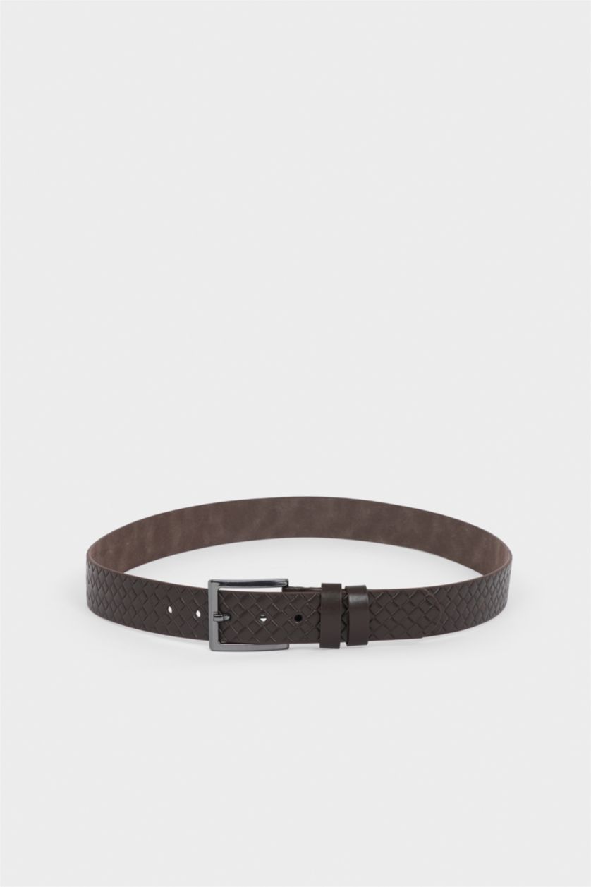 Erkek Kahve Erkek Dikdörtgen Toka Suni Deri Günlük Kemer