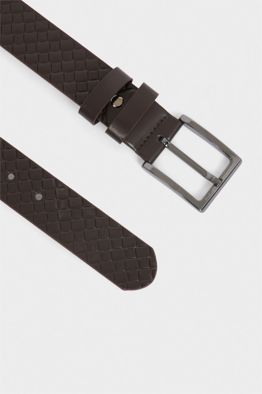 Erkek Kahve Erkek Dikdörtgen Toka Suni Deri Günlük Kemer