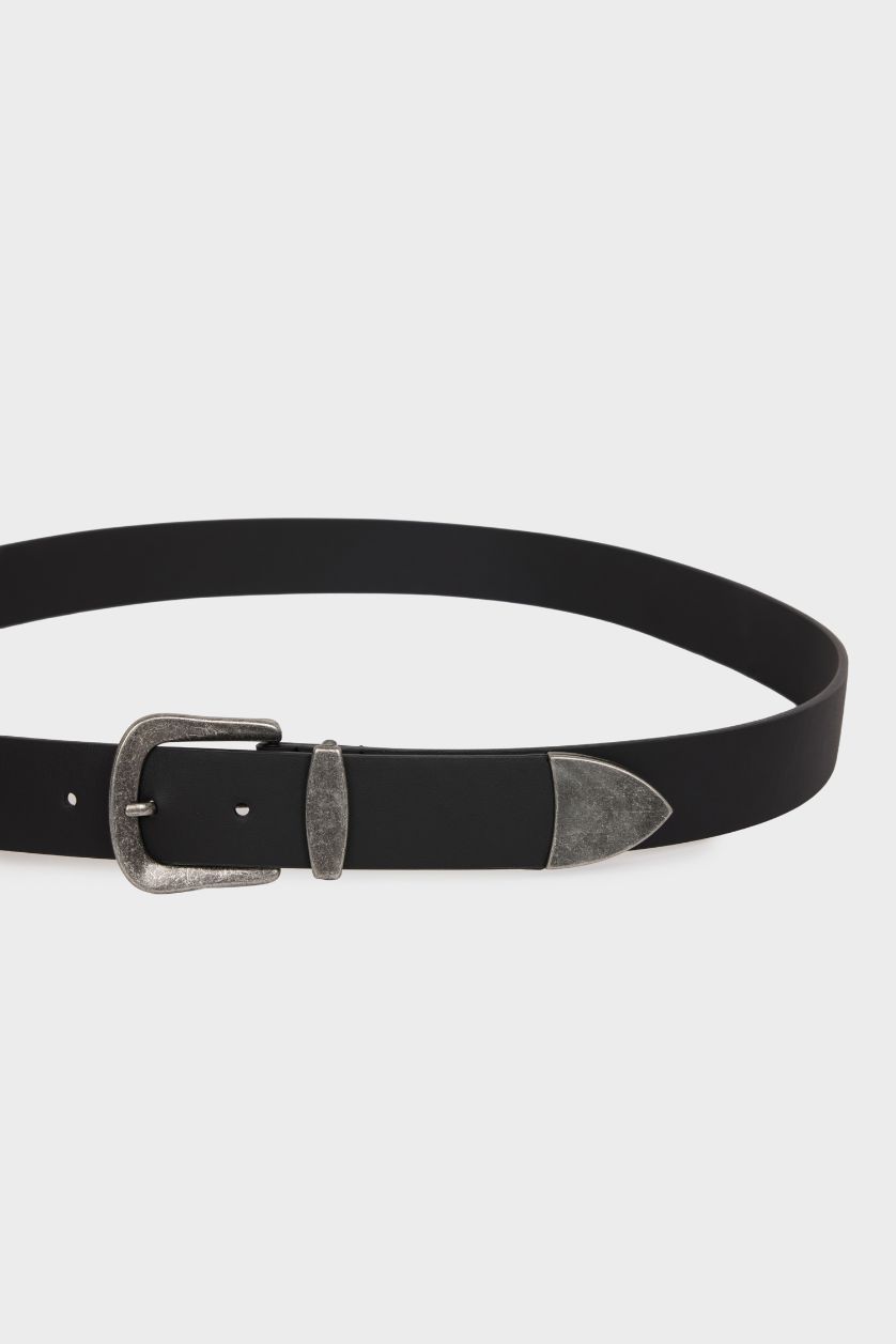 Erkek Siyah Erkek Dikdörtgen Toka Suni Deri Günlük Kemer