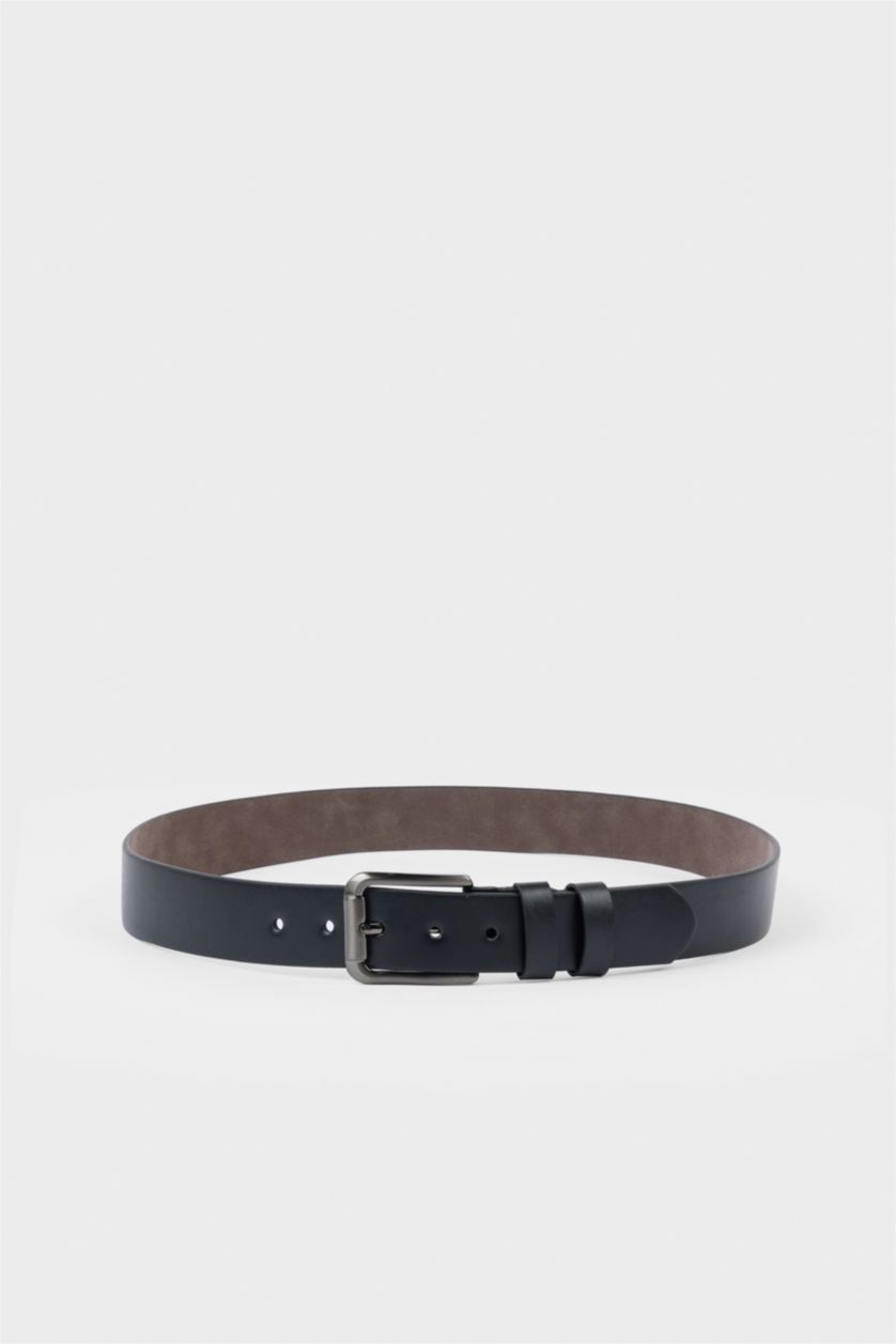 Erkek Siyah Erkek Dikdörtgen Toka Suni Deri Günlük Kemer