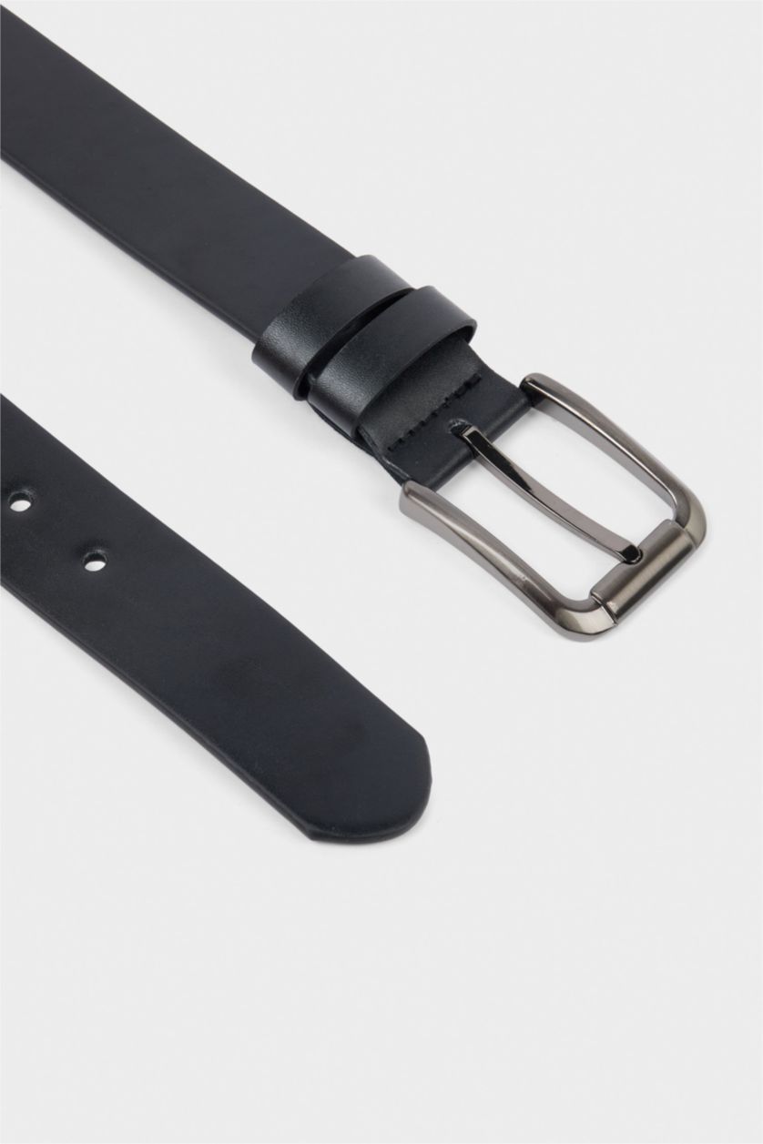 Erkek Siyah Erkek Dikdörtgen Toka Suni Deri Günlük Kemer