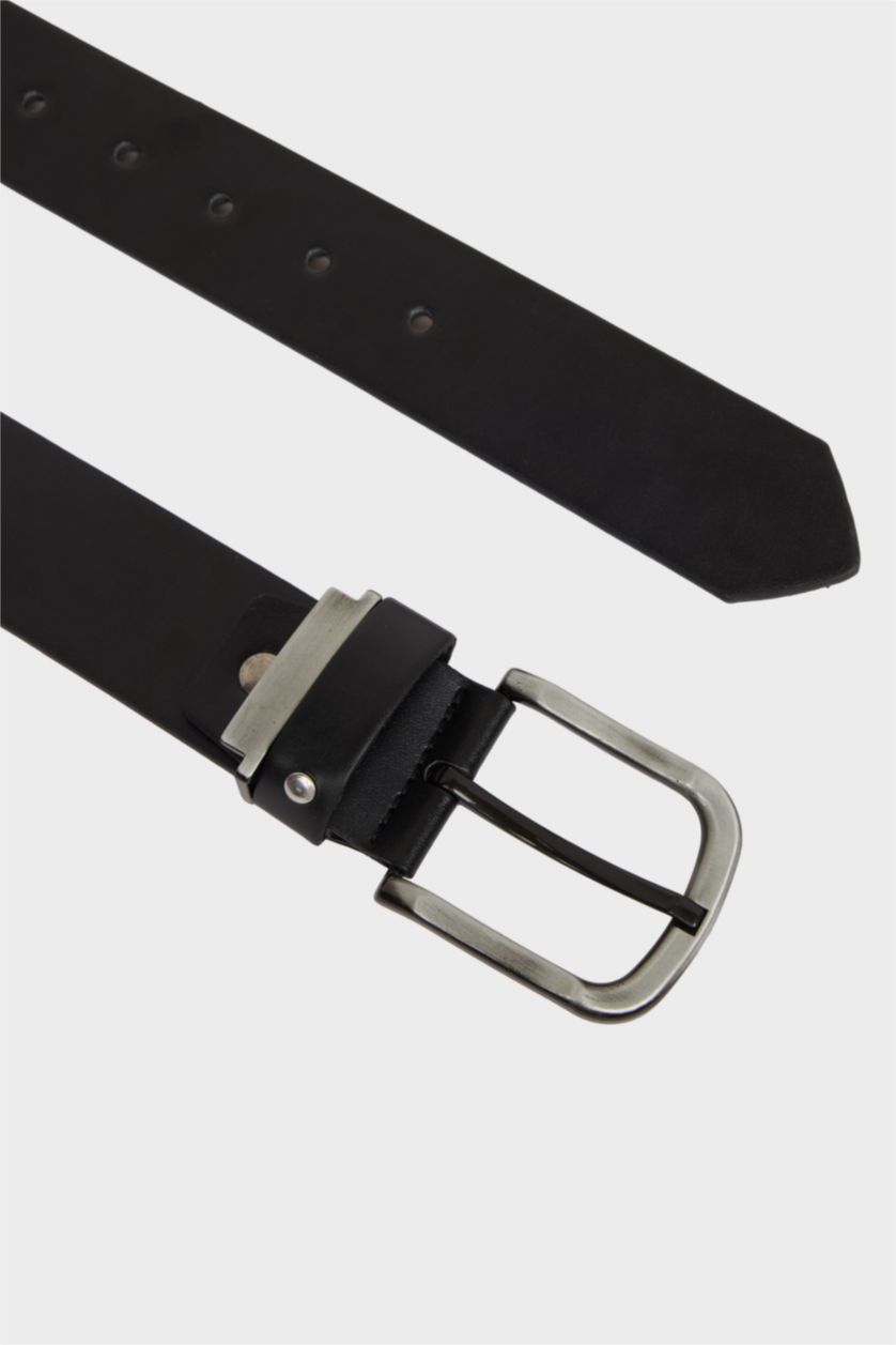 Erkek Siyah Erkek Dikdörtgen Toka Suni Deri Günlük Kemer