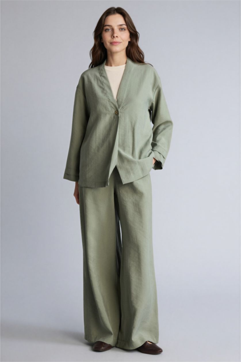 Kadın Açık Haki Relax Fıt Modal Pantolon