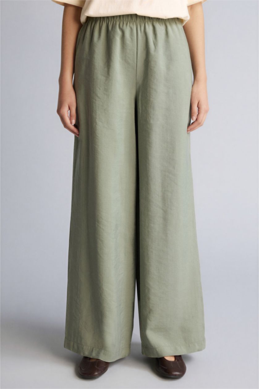 Kadın Açık Haki Relax Fıt Modal Pantolon