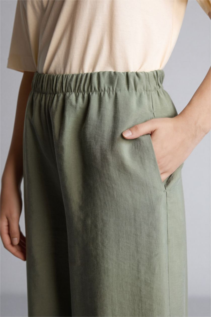 Kadın Açık Haki Relax Fıt Modal Pantolon