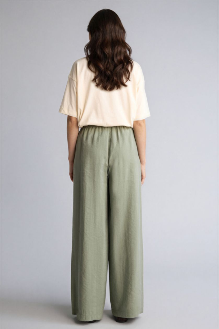 Kadın Açık Haki Relax Fıt Modal Pantolon